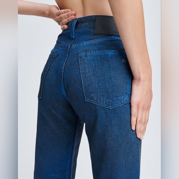 NWT Rag & Bone Maya High Rise Ankle Straight  Jean in Metallic Indigo $355 💙 24 - Picture 6 of 16